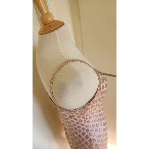 SHO pale rose gold sequin Slip DressV Neck, Spaghetti straps, diamond pattern, - Picture 6 of 10